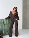 Yüksek Bel Wide Leg Pantolon Denim Ceket Takım