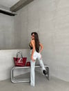 Yüksek Bel Yırtık Detaylı Açık Mavi Wide Leg Jean Pantolon