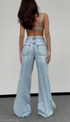Yüksek Bel Yırtık Detaylı Wide Leg Pamuklu Jean Pantolon