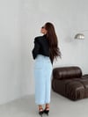 Yüksek Bel Yırtmaçlı Denim Etek