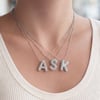 Çelik Ucu Zirkon Bubble Harf Silver Kolye