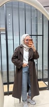 APOLET DETAYLI UZUN TRENÇ - KAHVERENGİ