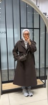 APOLET DETAYLI UZUN TRENÇ - KAHVERENGİ