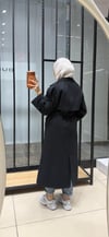 APOLET DETAYLI UZUN TRENÇ - SİYAH