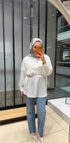 BELİ BAĞLAMALI BÜRÜMCÜK TUNİK - EKRU