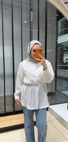 BELİ BAĞLAMALI BÜRÜMCÜK TUNİK - EKRU