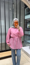 BELİ BAĞLAMALI BÜRÜMCÜK TUNİK - PEMBE