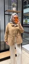 BELİ BAĞLAMALI GABARDİN CEKET - CAMEL