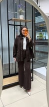 BELİ BAĞLAMALI GABARDİN CEKET - KAHVE