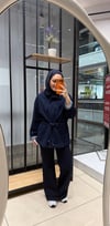 BELİ BAĞLAMALI GABARDİN CEKET - RİNS LACİVERT