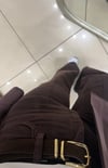 ÇİMALI KEMERLİ KOT PANTOLON-KAHVE