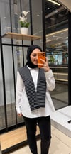 ÇİZGİLİ ATKILI POPLİN GÖMLEK-BEYAZ