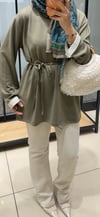 ÇİZGİLİ OVERSİZE SWEAT - HAKİ 