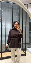 ÇİZGİLİ OVERSİZE SWEAT - KAHVE