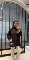 ÇİZGİLİ OVERSİZE SWEAT - KAHVE