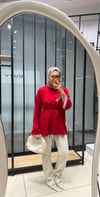 ÇİZGİLİ OVERSİZE SWEAT - KIRMIZI 