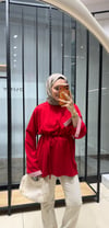 ÇİZGİLİ OVERSİZE SWEAT - KIRMIZI 