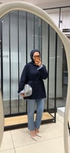 ÇİZGİLİ OVERSİZE SWEAT - LACİVERT