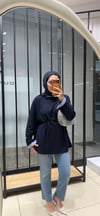 ÇİZGİLİ OVERSİZE SWEAT - LACİVERT