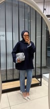 ÇİZGİLİ OVERSİZE SWEAT - LACİVERT