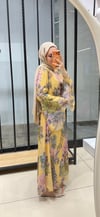 DESENLİ ŞİFON ELBİSE - SARI