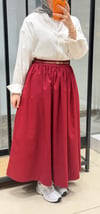 KEMERLİ PİLELİ ETEK - BORDO