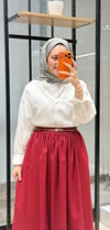 KEMERLİ PİLELİ ETEK - BORDO