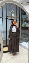 KEMERLİ PİLELİ ETEK - KAHVE