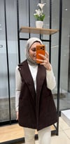 Kuşaklı Kruvaze Yaka Yelek | Kahve