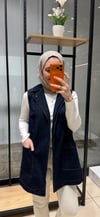 Kuşaklı Kruvaze Yaka Yelek | Rins Lacivert