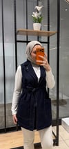 Kuşaklı Kruvaze Yaka Yelek | Rins Lacivert