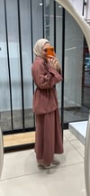 LİZA ETEKLİ KETEN TAKIM - BORDO