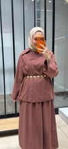 LİZA ETEKLİ KETEN TAKIM - BORDO