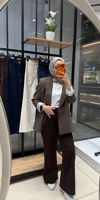 ÖN CEP DETAYLI PANTOLON-KAHVERENGİ
