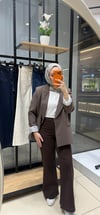 ÖN CEP DETAYLI PANTOLON-KAHVERENGİ