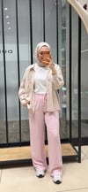 ORTA BEL LASTİKLİ PANTOLON - PEMBE