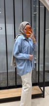 OVERSİZE TENSEL GÖMLEK - BEBE MAVİ