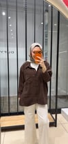 OVERSİZE TENSEL GÖMLEK - KAHVE