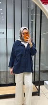 OVERSİZE TENSEL GÖMLEK - LACİVERT