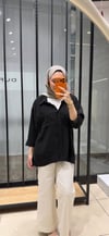 OVERSİZE TENSEL GÖMLEK - SİYAH