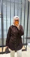 RİVA BÜZGÜLÜ GABARDİN TUNİK - KAHVE 