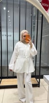 ROSE BÜZGÜLÜ KETEN TAKIM - BEYAZ