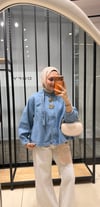 SOLE BROŞLU KOT CEKET - MAVİ