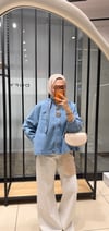 SOLE BROŞLU KOT CEKET - MAVİ