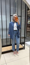 TAŞLI KESİK PAÇA PANTOLON - MAVİ