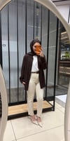 TAŞLI KESİK PAÇA PANTOLON - TAŞ