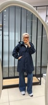 YAKA DETAYLI UZUN YAĞMURLUK - LACİVERT