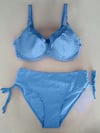 Kadın  Buz Mavi Desenli Büyük Beden Astarlı Bikini Takım HZL25S-LC4004