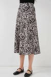 Kadın Açık Bej Zebra Desenli Saten Yüzeyli Beli Lastikli Midi Boy Etek Hzl23S-BD1101471
