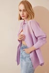 Kadın Açık Lila Oversize Uzun Basic Gömlek  HZL22W-BD139001